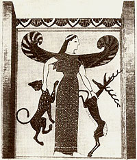 Detalle de la decoración de un vaso ático (Italia, siglo VI a.C.)