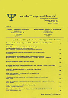 Revista de Investigación Transpersonal (Volumen 6/1, 2014) (Especial Respiración Holotrópica) 