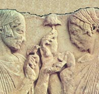 Démeter y Perséfone compartiendo un hongo (bajorrelieve griego)